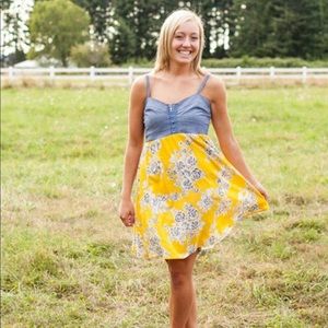 Yellow flower print dress